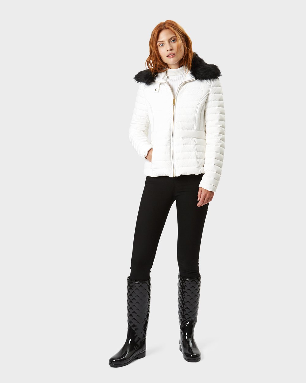 Galochas Altas Hunter Feminina Pretas - Refined Slim Fit Adjustable Quilted - 12EVFWYKJ